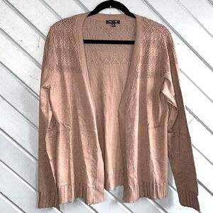 Lety & Me Stitch Fix chocolate multi texture light weight open cardigan NWOT